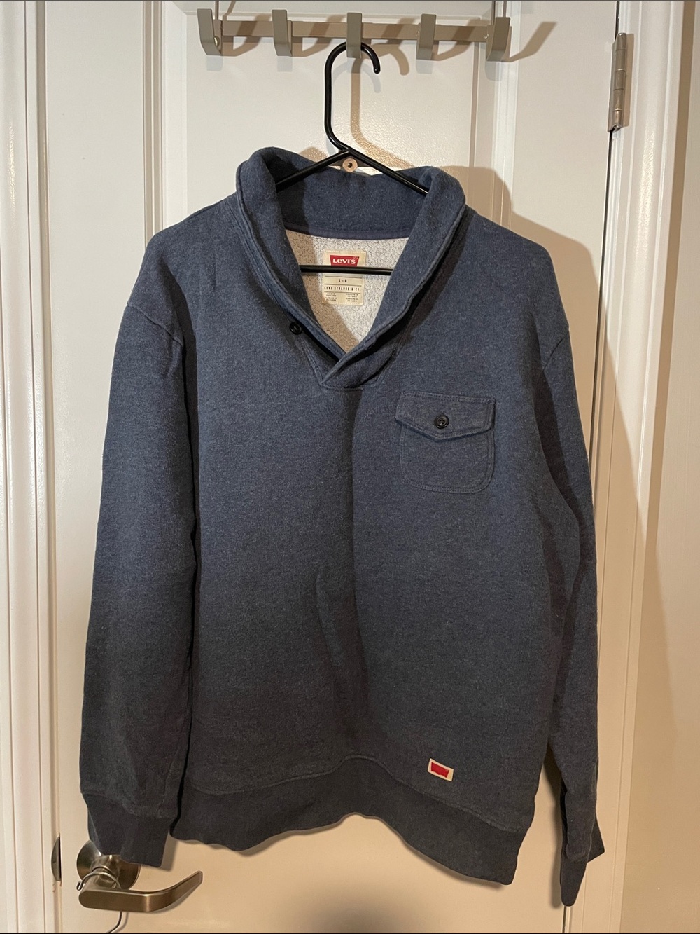 Levi's Men's Dark Navy Shawl-Collar Pullover with Chest Pocket